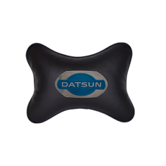Подушка на подголовник экокожа Black с логотипом автомобиля DATSUN Vital Technologies
