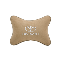 Подушка на подголовник алькантара Beige с логотипом автомобиля DAEWOO Vital Technologies