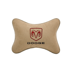 Подушка на подголовник алькантара Beige с логотипом автомобиля DODGE Vital Technologies