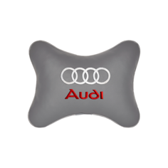 Подушка на подголовник экокожа L. Grey с логотипом автомобиля AUDI Vital Technologies
