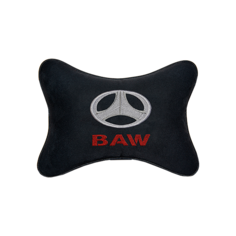 Подушка на подголовник алькантара Black с логотипом автомобиля BAW Vital Technologies