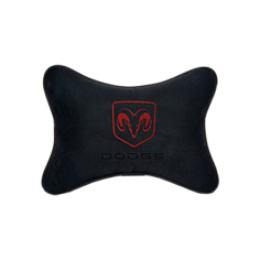Подушка на подголовник алькантара Black с логотипом автомобиля DODGE Vital Technologies