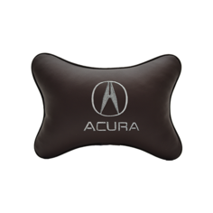 Подушка на подголовник экокожа Coffee с логотипом автомобиля ACURA Vital Technologies