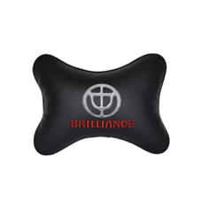 Подушка на подголовник экокожа Black с логотипом автомобиля BRILLIANCE Vital Technologies