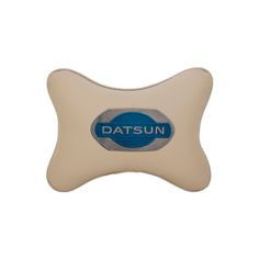 Подушка на подголовник экокожа Beige с логотипом автомобиля DATSUN Vital Technologies