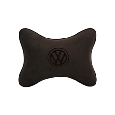Подушка на подголовник алькантара Coffee (коричневая) с логотипом автомобиля Volkswagen Vital Technologies