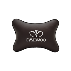 Подушка на подголовник экокожа Coffee с логотипом автомобиля DAEWOO Vital Technologies