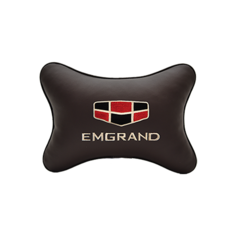 Подушка на подголовник экокожа Coffee с логотипом автомобиля EMGRAND Vital Technologies