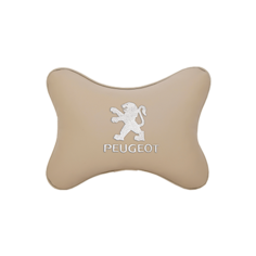 Подушка на подголовник экокожа Beige с логотипом автомобиля Peugeot Vital Technologies