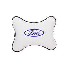 Подушка на подголовник экокожа Milk (синяя) с логотипом автомобиля FORD Vital Technologies
