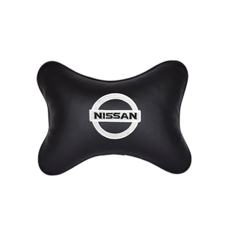 Подушка на подголовник экокожа Black с логотипом автомобиля NISSAN Vital Technologies