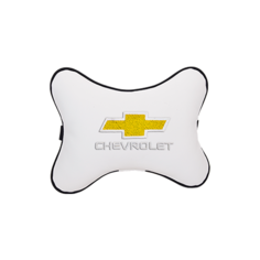 Подушка на подголовник экокожа Milk с логотипом автомобиля CHEVROLET Vital Technologies