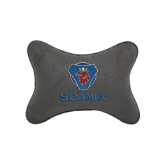 Подушка на подголовник алькантара D. Grey с логотипом автомобиля SCANIA Vital Technologies