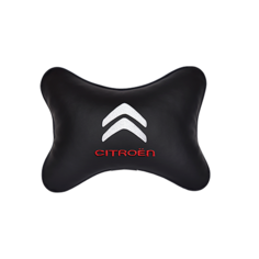 Подушка на подголовник экокожа Black с логотипом автомобиля CITROEN Vital Technologies