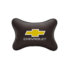 Подушка на подголовник экокожа Coffee с логотипом автомобиля CHEVROLET Vital Technologies