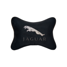 Подушка на подголовник алькантара Black с логотипом автомобиля JAGUAR Vital Technologies