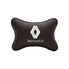 Подушка на подголовник экокожа Coffee (белая) с логотипом автомобиля RENAULT Vital Technologies