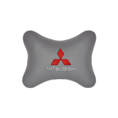Подушка на подголовник экокожа L. Grey с логотипом автомобиля MITSUBISHI Vital Technologies