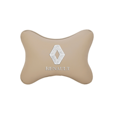 Подушка на подголовник экокожа Beige (белый) с логотипом автомобиля Renault Vital Technologies