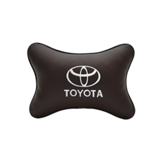 Подушка на подголовник экокожа Coffee (белая) с логотипом автомобиля TOYOTA Vital Technologies