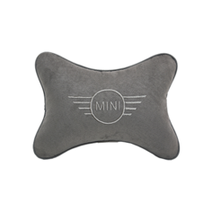 Подушка на подголовник алькантара L. Grey с логотипом автомобиля MINI Vital Technologies