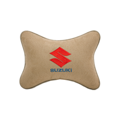 Подушка на подголовник алькантара Beige с логотипом автомобиля SUZUKI Vital Technologies