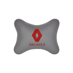 Подушка на подголовник экокожа L. Grey (красный) с логотипом автомобиля RENAULT Vital Technologies