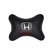 Подушка на подголовник экокожа Black с логотипом автомобиля HONDA Vital Technologies