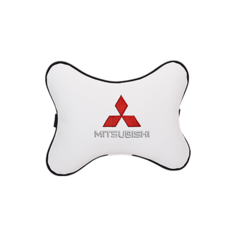 Подушка на подголовник экокожа Milk с логотипом автомобиля MITSUBISHI Vital Technologies