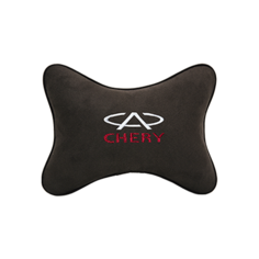 Подушка на подголовник алькантара Coffee с логотипом автомобиля CHERY Vital Technologies