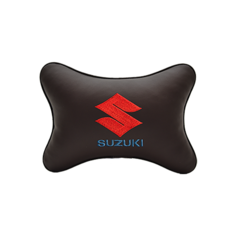 Подушка на подголовник экокожа Coffee с логотипом автомобиля SUZUKI Vital Technologies