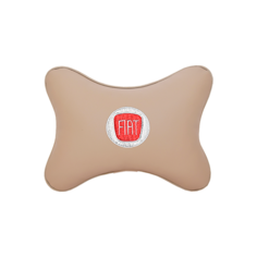 Подушка на подголовник экокожа Beige с логотипом автомобиля FIAT Vital Technologies