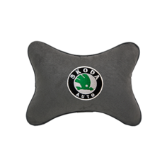 Подушка на подголовник алькантара D. Grey с логотипом автомобиля Skoda Vital Technologies