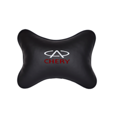 Подушка на подголовник экокожа Black с логотипом автомобиля CHERY Vital Technologies