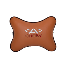 Подушка на подголовник экокожа Fox с логотипом автомобиля CHERY Vital Technologies