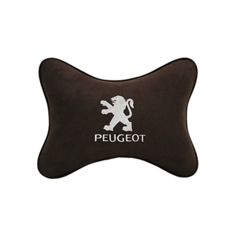 Подушка на подголовник алькантара Coffee с логотипом автомобиля Peugeot Vital Technologies