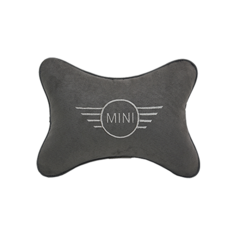 Подушка на подголовник алькантара D. Grey с логотипом автомобиля MINI Vital Technologies