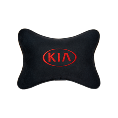 Подушка на подголовник алькантара Black (красная) с логотипом автомобиля KIA Vital Technologies