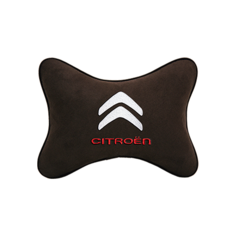 Подушка на подголовник алькантара Coffee с логотипом автомобиля CITROEN Vital Technologies