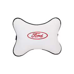 Подушка на подголовник экокожа Milk (красная) с логотипом автомобиля FORD Vital Technologies