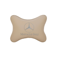 Подушка на подголовник экокожа Beige с логотипом автомобиля MERCEDES- BENZ Vital Technologies