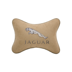 Подушка на подголовник алькантара Beige с логотипом автомобиля JAGUAR Vital Technologies