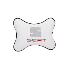 Подушка на подголовник экокожа Milk с логотипом автомобиля SEAT Vital Technologies