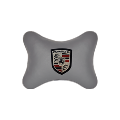 Подушка на подголовник экокожа L. Grey с логотипом автомобиля PORSCHE Vital Technologies