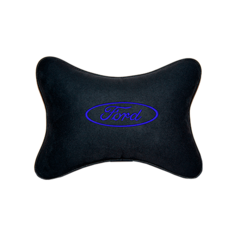 Подушка на подголовник алькантара Black (синяя) с логотипом автомобиля FORD Vital Technologies