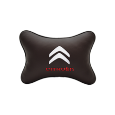 Подушка на подголовник экокожа Coffee с логотипом автомобиля Citroen Vital Technologies