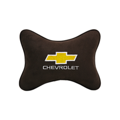 Подушка на подголовник алькантара Coffee с логотипом автомобиля CHEVROLET Vital Technologies