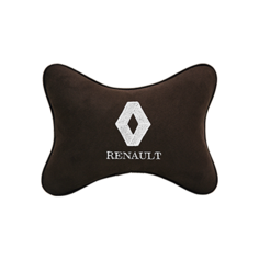 Подушка на подголовник алькантара Coffee (белый) с логотипом автомобиля Renault Vital Technologies
