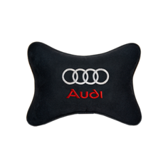 Подушка на подголовник алькантара Black с логотипом автомобиля AUDI Vital Technologies