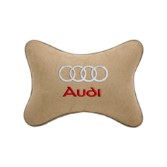 Подушка на подголовник алькантара Beige с логотипом автомобиля AUDI Vital Technologies